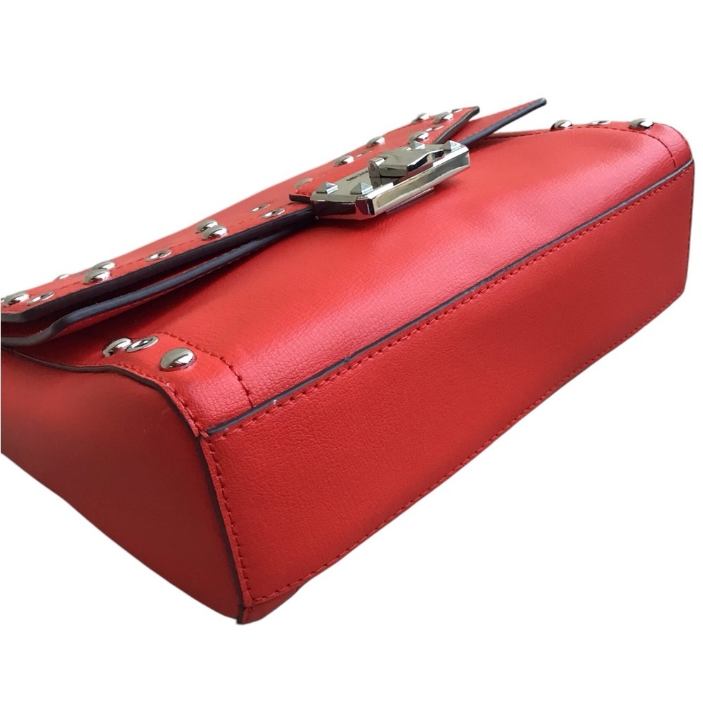 Michael Kors Kinsley Red Leather Studded Crossbody - Picture 14 of 17